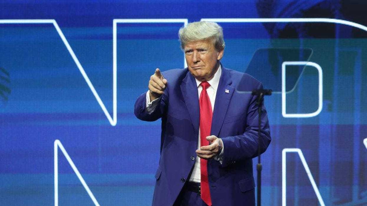 Former President Donald Trump speaks to guests at the 2023 NRA-ILA Leadership Forum on April 14, 2023 in Indianapolis, Indiana.