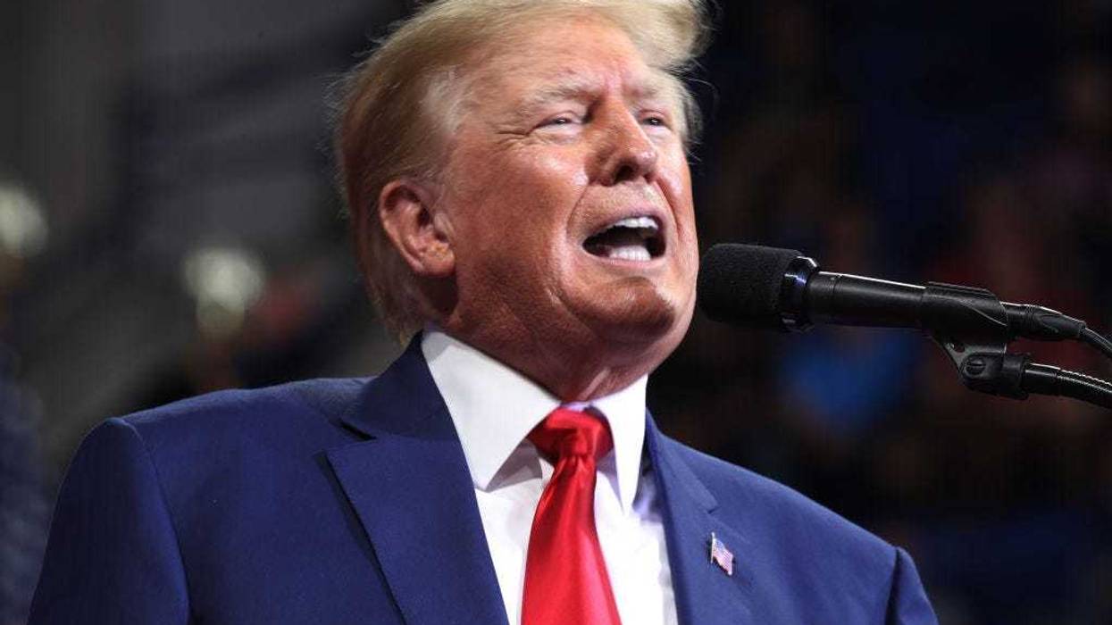 Former president Donald Trump speaks to supporters at a rally to support local candidates at the Mohegan Sun Arena on September 03, 2022 in Wilkes-Barre, Pennsylvania.