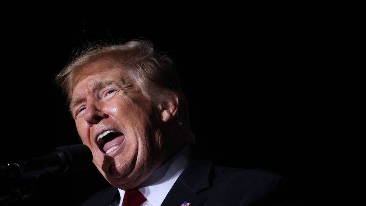 Former President Donald Trump speaks to supporters during a rally at the Iowa State Fairgrounds on October 09, 2021 in Des Moines, Iowa.