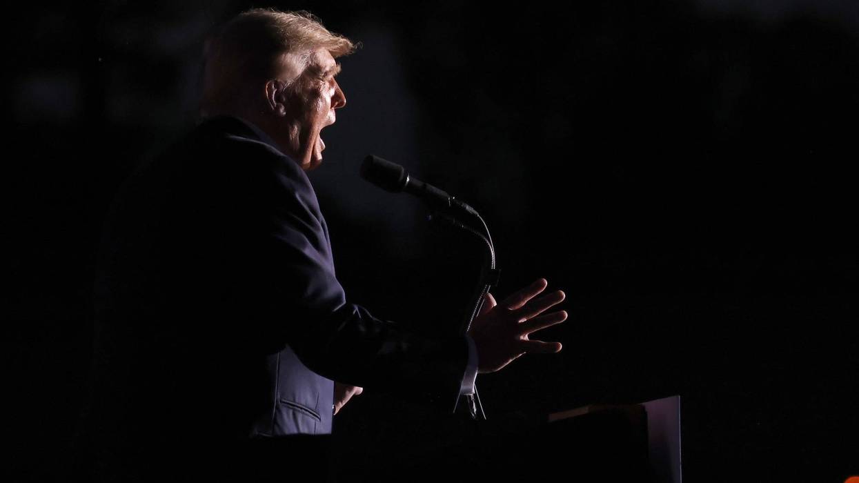 Former President Donald Trump speaks to supporters during a rally at the Lorain County Fairgrounds on June 26, 2021 in Wellington, Ohio.