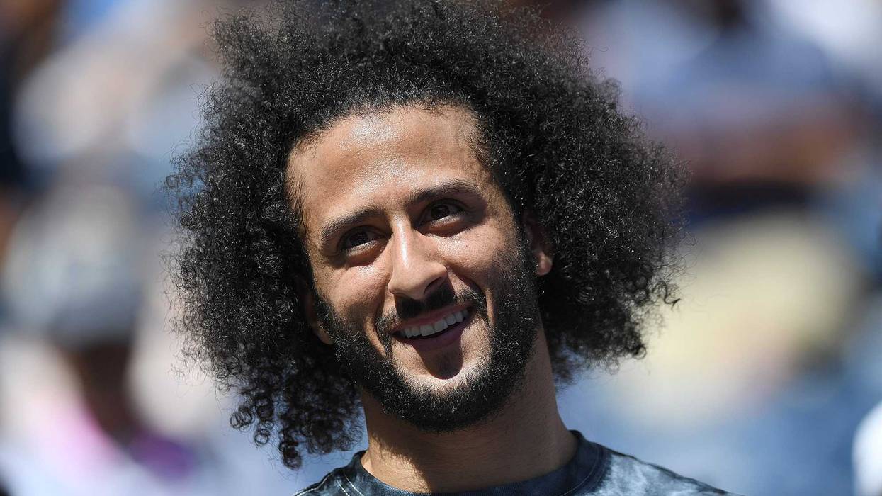 Former San Francisco 49er Colin Kaepernick watches the Women's Singles second round match between Naomi Osaka of Japan and Magda Linette of Poland on day four of the 2019 US Open at the USTA Billie Jean King National Tennis Center in Flushing Meadow-Coron