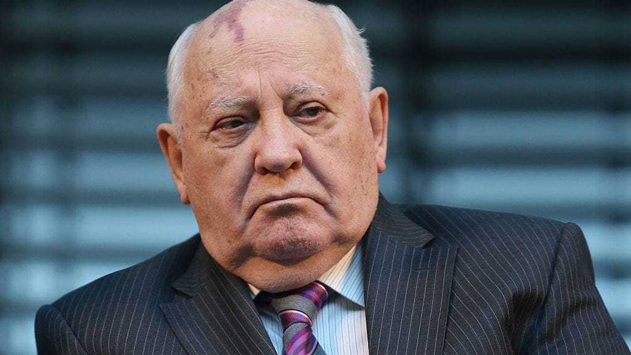 Former Soviet leader Mikhail Gorbachev while attending a podium discussion on the eve of the 25th anniversary of the fall of the Berlin Wall on November 8, 2014 in Berlin, Germany.