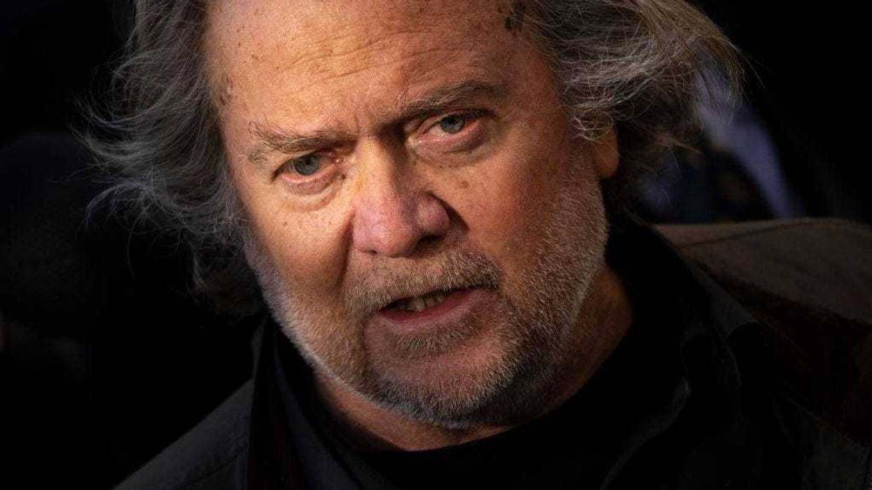 Former Trump Administration White House advisor Steve Bannon speaks to the press on his way out of federal court on November 15, 2021 in Washington, DC. Bannon was charged on Friday with two counts of contempt of Congress after refusing to comply with a subpoena from the House Select Committee investigating the January 6 attack on the U.S. Capitol. (Photo by Drew Angerer/Getty Images)
