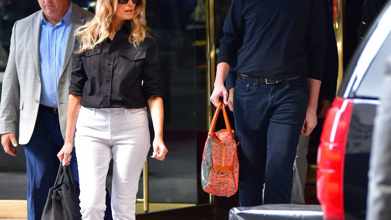 Former U.S. First Lady Melania Trump and son Barron Trump leave Trump Tower in Manhattan on July 07, 2021 in New York City.