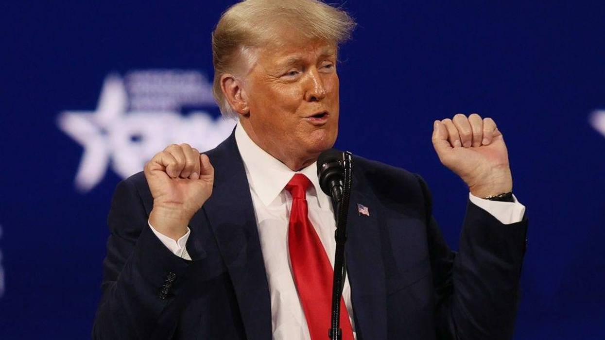 Former U.S. President Donald Trump addresses the Conservative Political Action Conference (CPAC) held in the Hyatt Regency on February 28, 2021 in Orlando, Florida. (Photo by Joe Raedle/Getty Images)