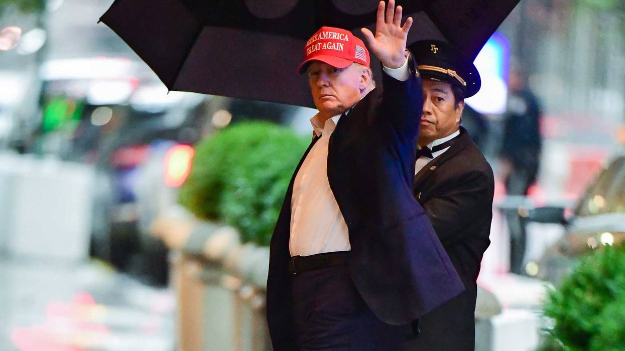 Former U.S. President Donald Trump arrives at Trump Tower in Manhattan on August 22, 2021 in New York City.