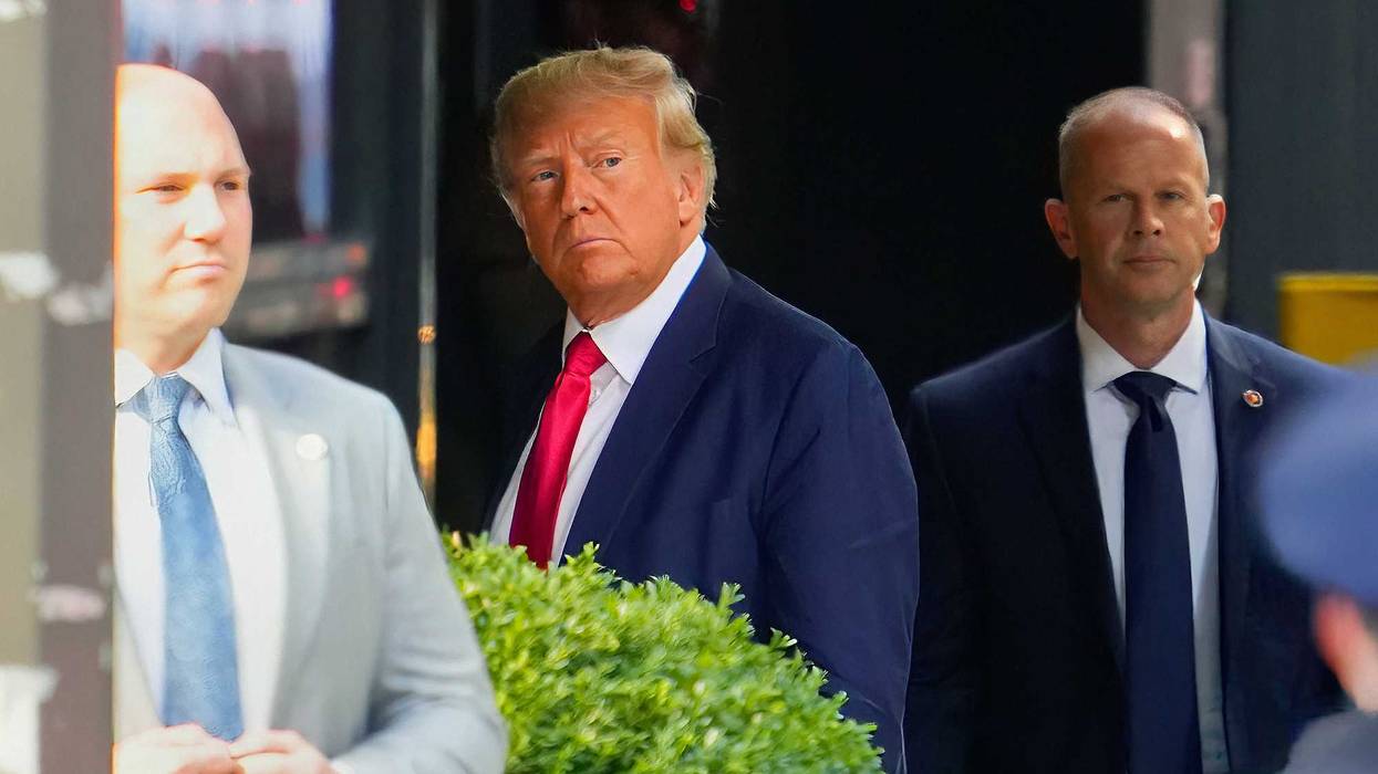 Former U.S. President Donald Trump arrives at Trump Tower on April 03, 2023 in New York City