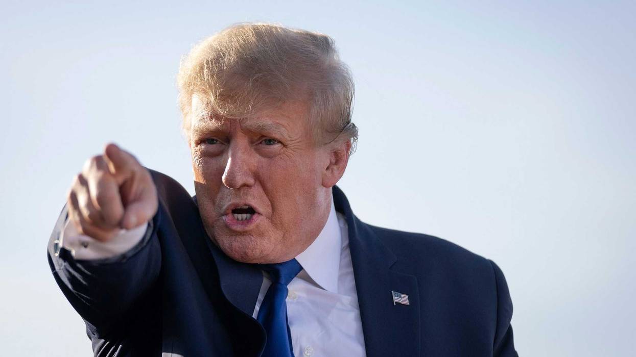 Former U.S. President Donald Trump arrives during a rally hosted by the former president at the Delaware County Fairgrounds on April 23, 2022 in Delaware, Ohio.