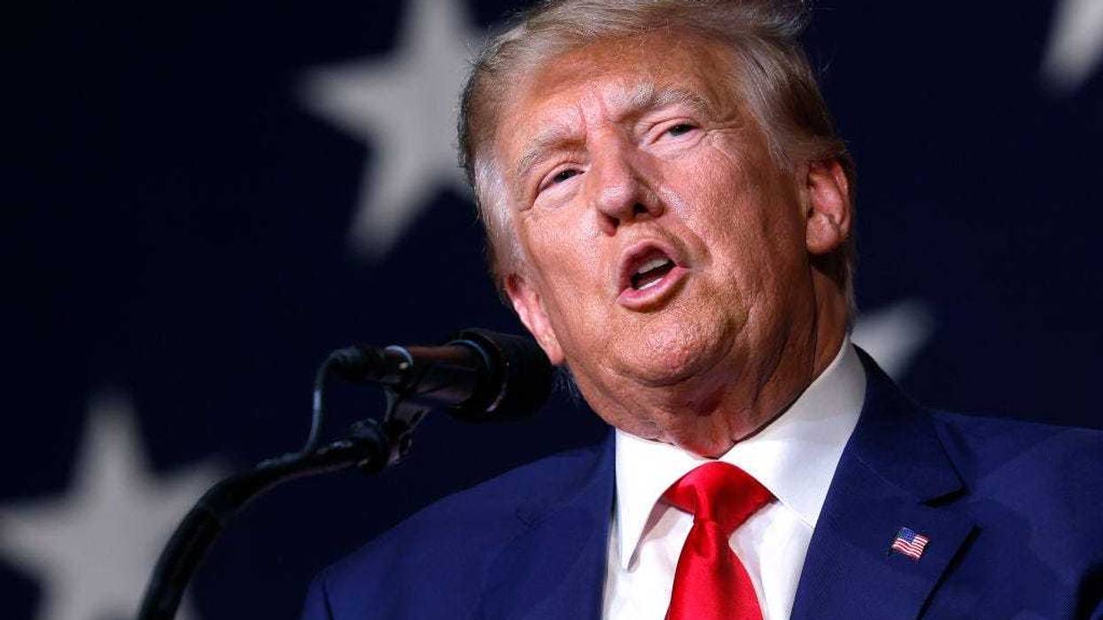 Former U.S. President Donald Trump delivers remarks during the Georgia state GOP convention at the Columbus Convention and Trade Center on June 10, 2023 in Columbus, Georgia. On Friday, former President Trump was indicted by a federal grand jury on 37 felony counts in Special Counsel Jack Smith’s classified documents probe. (Photo by Anna Moneymaker/Getty Images)