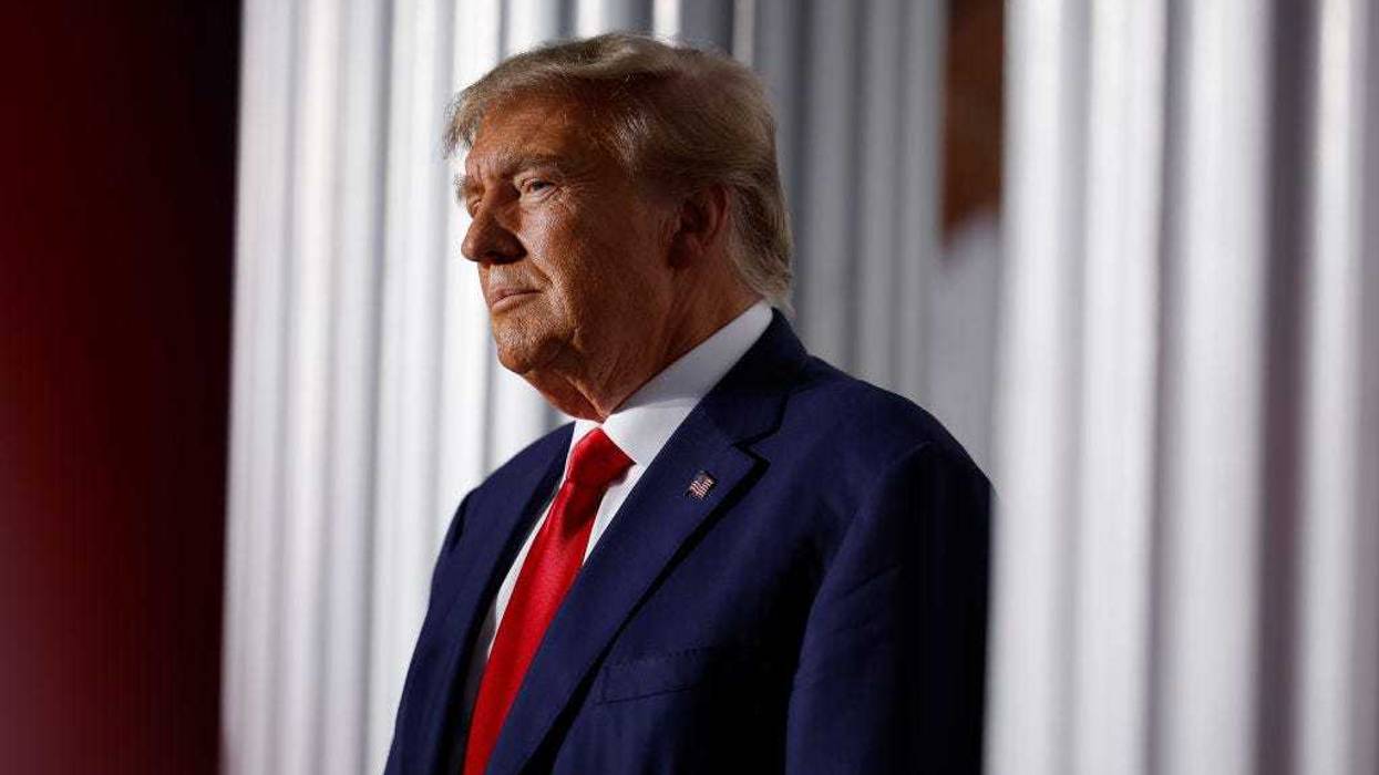 Former U.S. President Donald Trump delivers remarks outside the clubhouse at the Trump National Golf Club on June 13, 2023 in Bedminster, New Jersey.