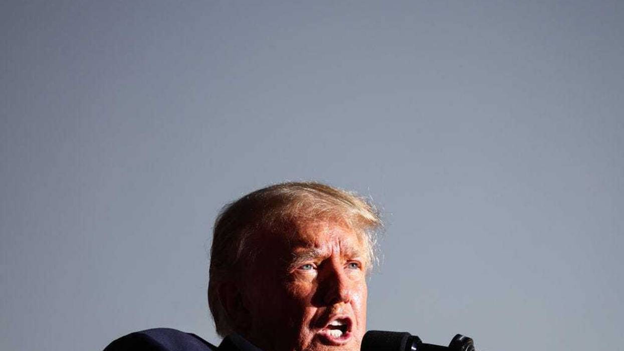 Former U.S. President Donald Trump speaks at a campaign rally at Legacy Sports USA on October 09, 2022 in Mesa, Arizona.