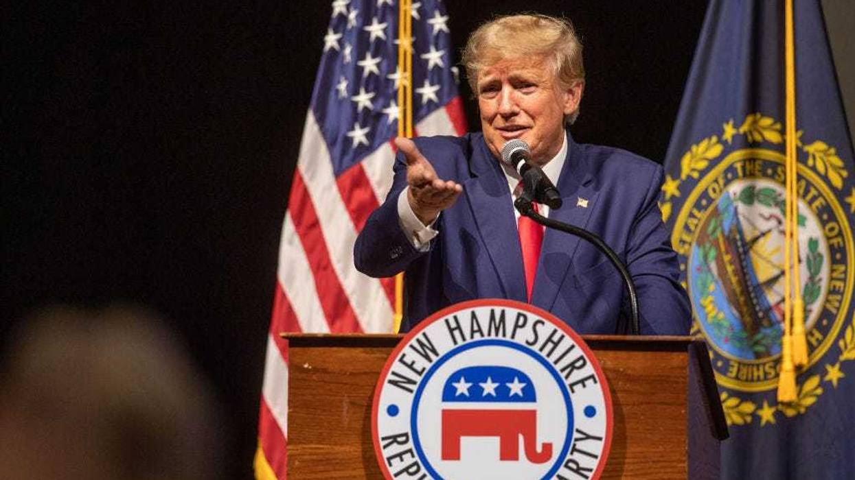 Former U.S. President Donald Trump speaks at the New Hampshire Republican State Committee's Annual Meeting on January 28, 2023 in Salem, New Hampshire. In his first campaign events since announcing his plans to run for president for a third time, the former President will also be speaking today in South Carolina, both early-voting states. (Photo by Scott Eisen/Getty Images)