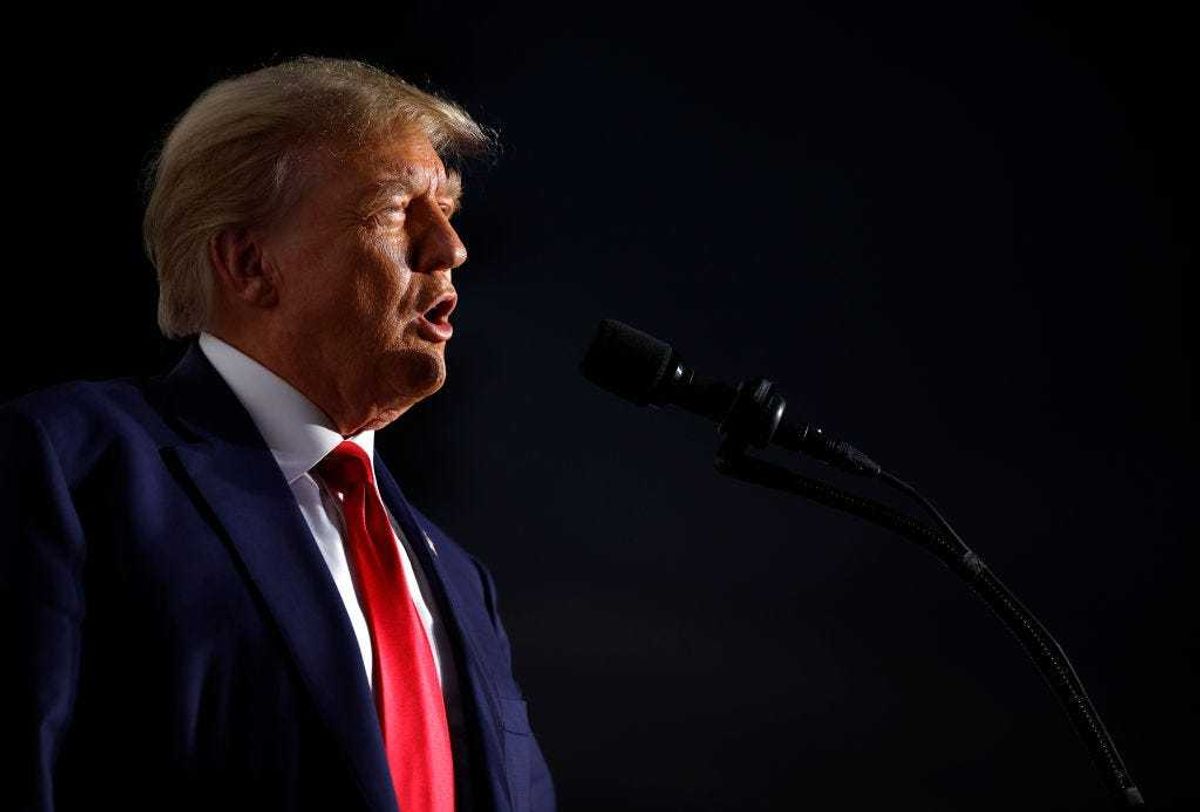 Former U.S. President Donald Trump speaks at the Trump National Golf Club on June 13, 2023 in Bedminster, New Jersey.