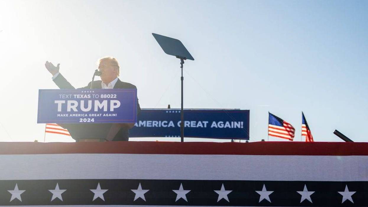 Former U.S. President Donald Trump speaks during a rally at the Waco Regional Airport on March 25, 2023 in Waco, Texas.