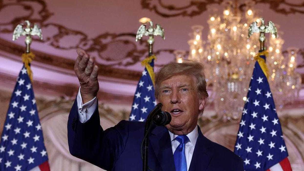 Former U.S. President Donald Trump speaks during an election night event at Mar-a-Lago on November 08, 2022 in Palm Beach, Florida.