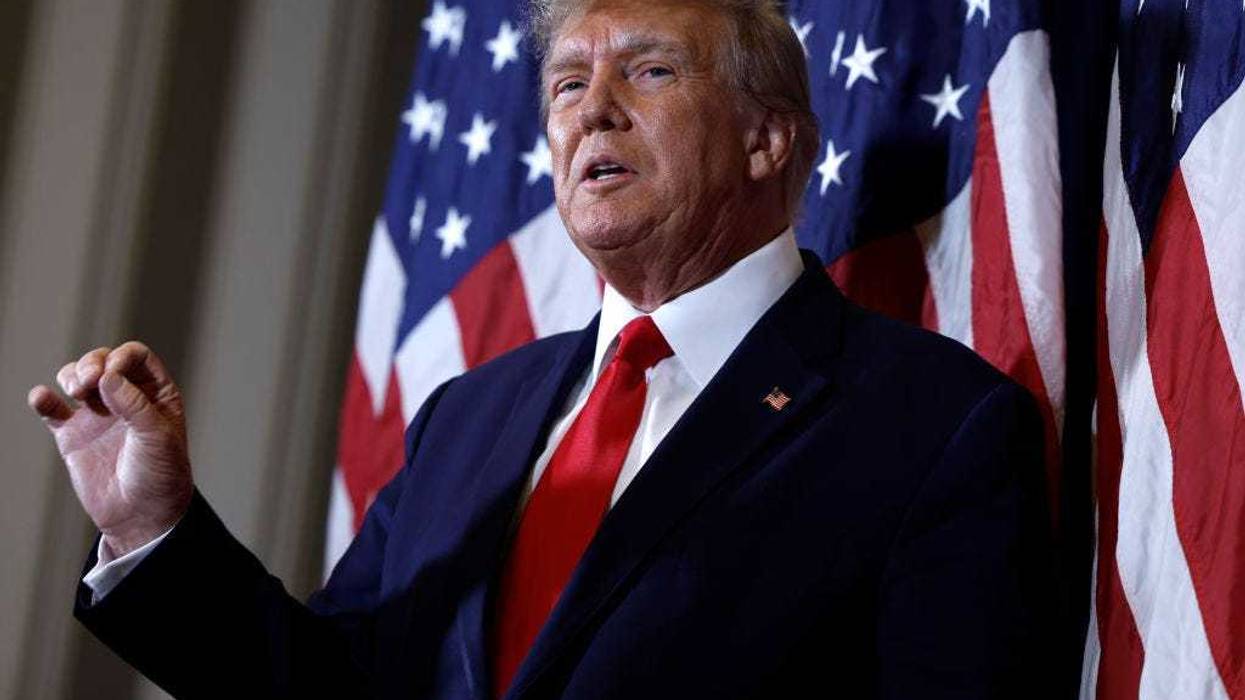 Former U.S. President Donald Trump speaks to reporters before his speech at the annual Conservative Political Action Conference (CPAC) at Gaylord National Resort & Convention Center on March 4, 2023 in National Harbor, Maryland. Trump took questions from reporters over a range of topics including on the progress of his campaign and his opinions on the war in Ukraine. Conservatives gathered at the four-day annual conference to discuss the agenda of the Republican Party. (Photo by Anna Moneymaker/Getty Images)