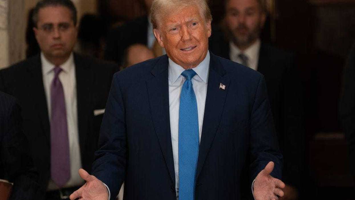 Former U.S. President Donald Trump speaks to the media after completing his testimony at his trial in New York State Supreme Court on November 06, 2023 in New York City. Trump testified in the civil fraud trial that alleges that he and his two sons Donald Trump Jr. and Eric Trump conspired to inflate his net worth on financial statements provided to banks and insurers to secure loans. New York Attorney General Letitia James has sued seeking $250 million in damages. His sons testified in the trial last week and his daughter Ivanka Trump is scheduled to testify on Wednesday after her lawyers were unable to block her testimony. (Photo by David Dee Delgado/Getty Images)