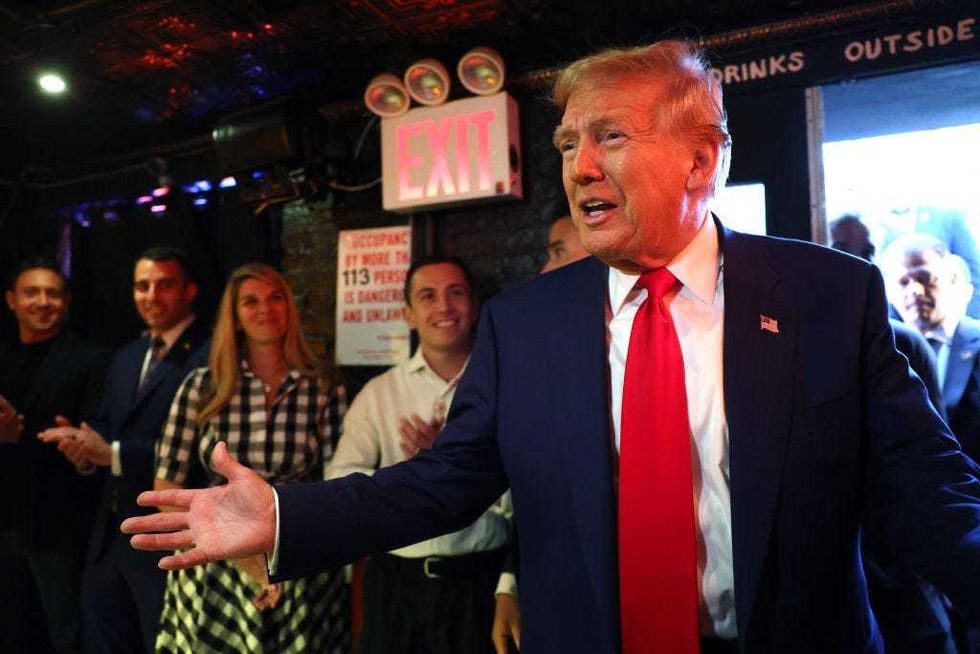 Former U.S. President Donald Trump visits a cryptocurrency-themed bar called Pubkey in the West Village on Sept. 18, 2024 in New York City.