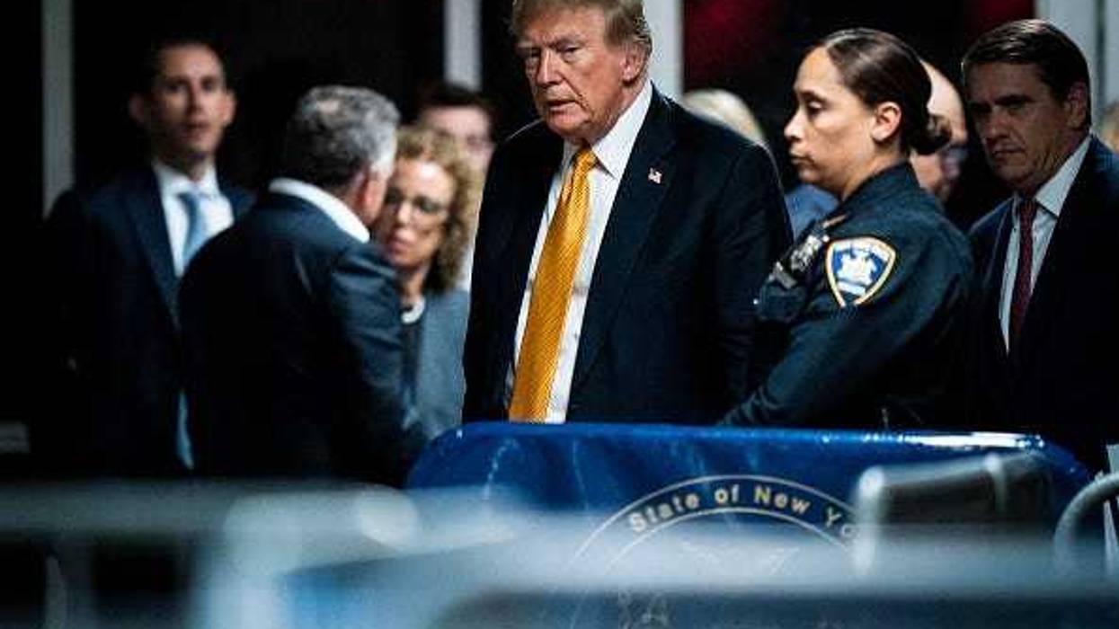 Former U.S. President Donald Trump walks to speak to the media during his criminal trial at Manhattan Criminal Court on May 29, 2024 in New York City.