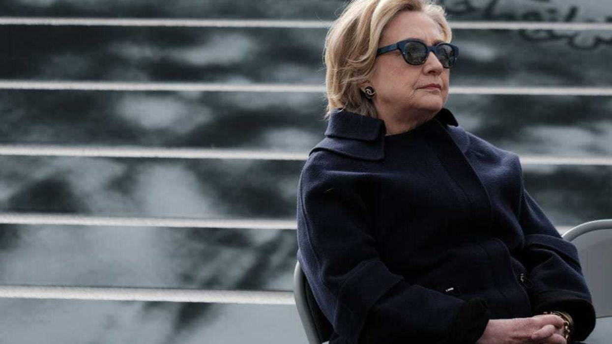 Former U.S. Secretary of State Hillary Clinton joins artists and activists at the opening of the Eyes on Iran art exhibition at Roosevelt Island's FDR Four Freedoms State Park on November 28, 2022 in New York City. The exhibition includes numerous installations in support of the Woman, Life, Freedom campaign against gender-based violence in Iran. (Photo by Spencer Platt/Getty Images)