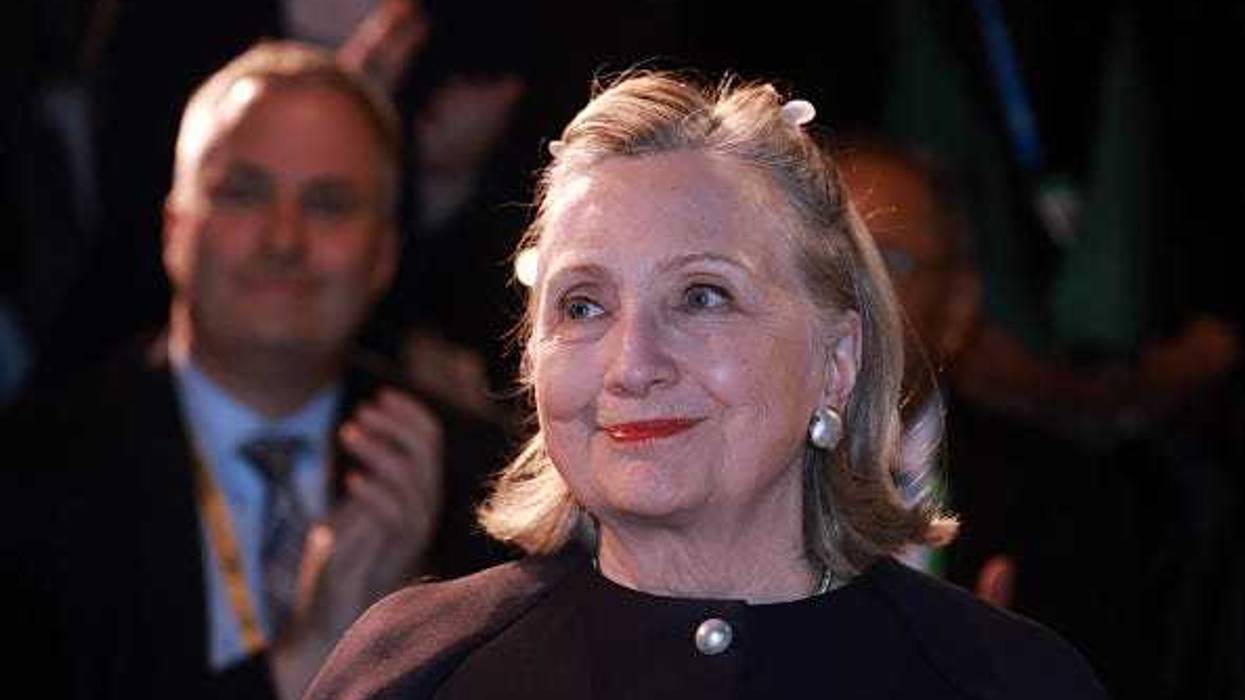 Former U.S. secretary of state Hillary Clinton moderates the night cap session "Rebels With a Cause: Voices of Civil Resistance" at the 2024 Munich Security Conference on February 17, 2024 in Munich, Germany.