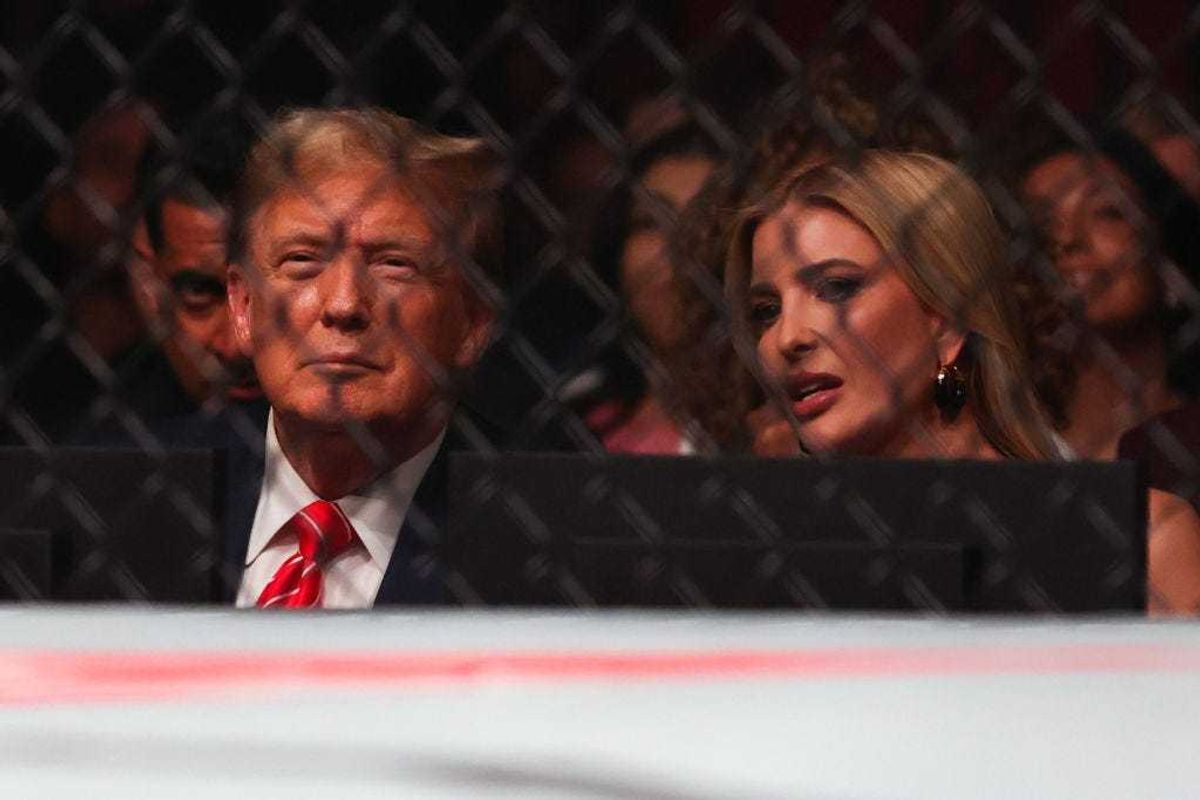 Former US President Donald Trump and Ivanka Trump attend UFC 299 at Kaseya Center on March 09, 2024 in Miami, Florida. (Photo by Megan Briggs/Getty Images)
