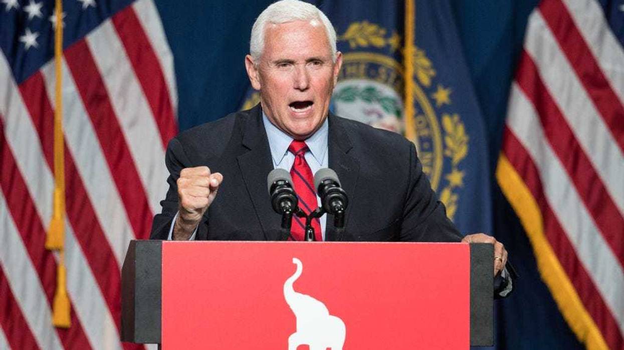 Former Vice President Mike Pence addresses the GOP Lincoln-Reagan Dinner on June 3, 2021 in Manchester, New Hampshire. Pence's visit to New Hampshire would be the first time back since he was Vice President. (Photo by Scott Eisen/Getty Images)