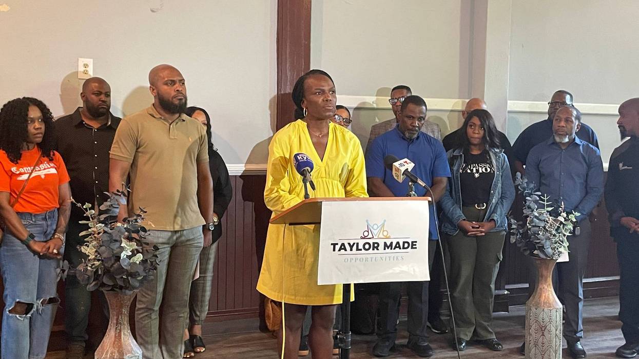 Founder of Black Doctors Consortium Dr. Ala Stanford spoke during a news conference on the expansion of the Corners to Connections program. June is Gun Violence Awareness Month.