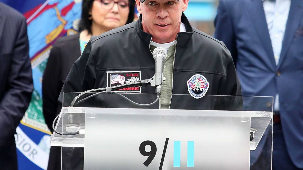 Founder of the FealGood Foundation, John Feal attends the design unveiling of 9/11 memorial to honor 9/11 rescue workers on May 30, 2018 in New York City.