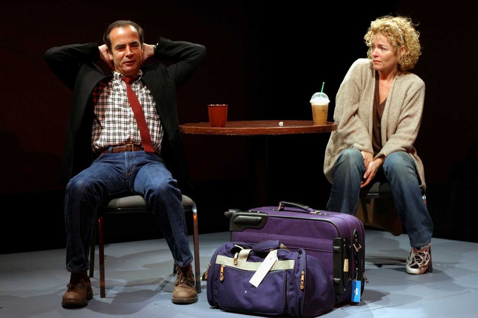 Four one-act plays, performed at the Ensemble Studio Theater on Wednesday, May 25, 2005.This image:Bruce MacVittie as Bobby and Amy Irving as Anna in Leslie Lyles
