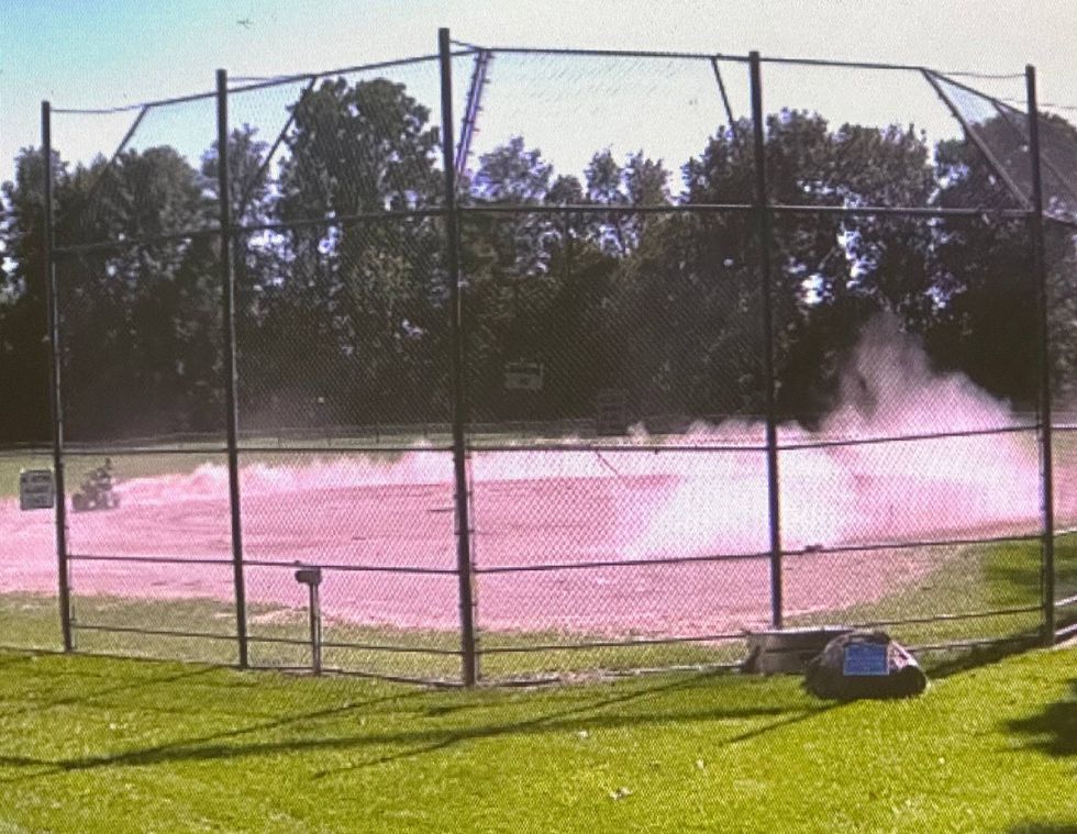 Four suspects are being sought in Macomb County after police say they used a golf cart and four-wheelers to cause damage to a baseball field two days in a row.