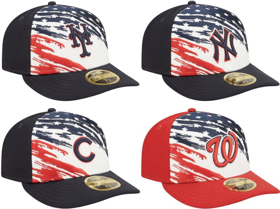 Fourth of July hats for the New York Mets, New York Yankees, Chicago Cubs and Washington Nationals
