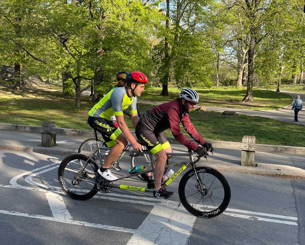 Francesco Magisano riding with Wesley Demauro through Central Park