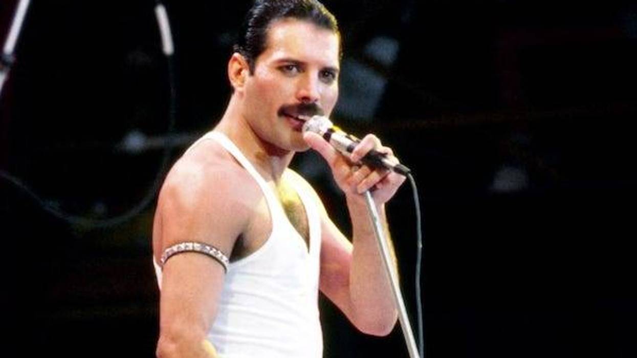 Freddie Mercury during the Live Aid concert