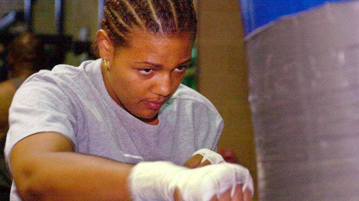 Freeda Foreman works out in a gym in Las Vegas