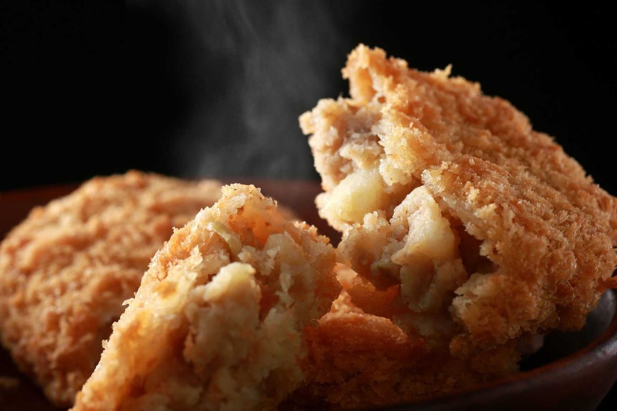 Freshly made beef croquettes.