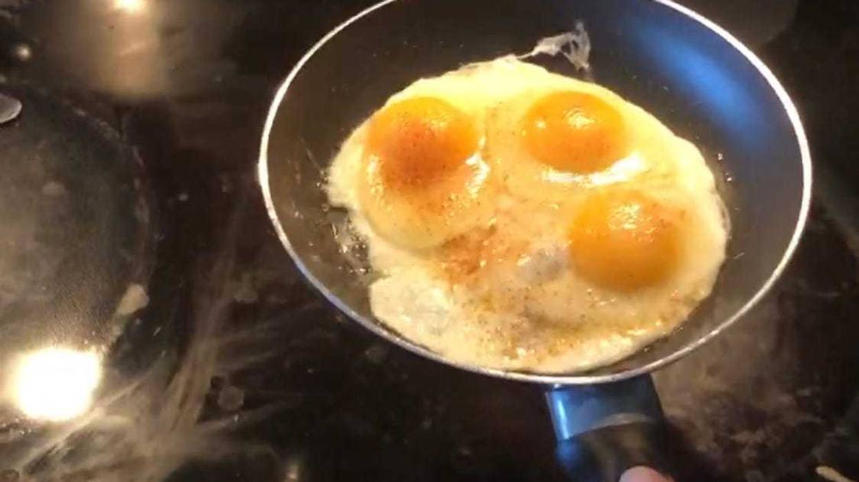Fried eggs in a pan
