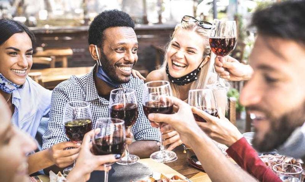 Friends enjoying wine