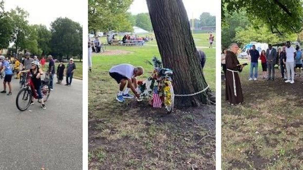 Friends, family and bike safety advocates honored the memory of Mario D'Adamo III, killed in a hit-and-run a year ago, with a bike ride in FDR Park.