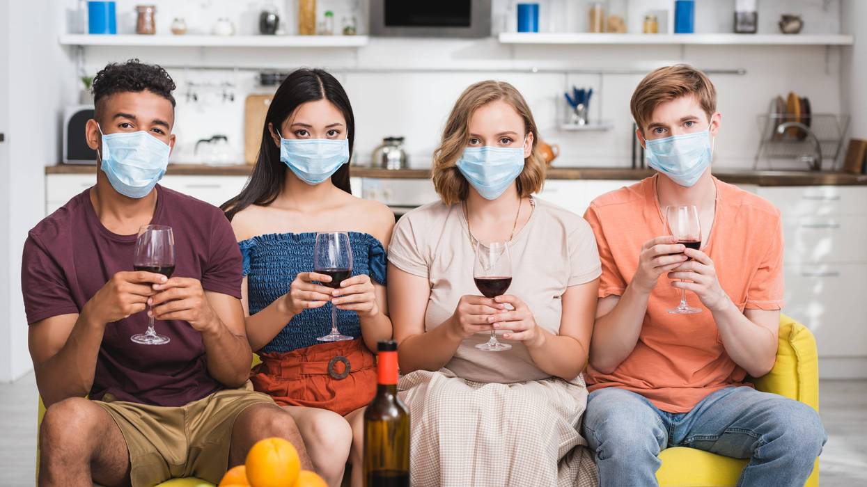Friends in medical masks.