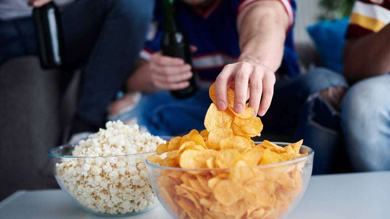 Friends snacking on junk food.