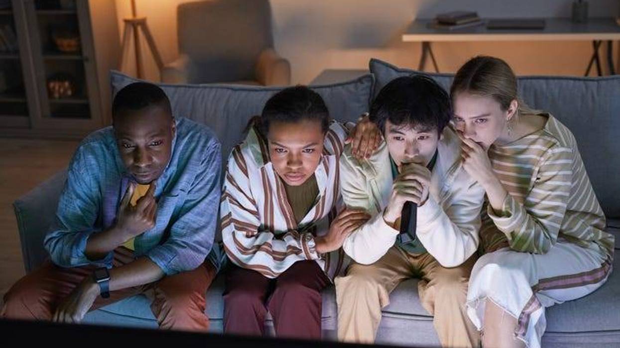 friends watching scary movies