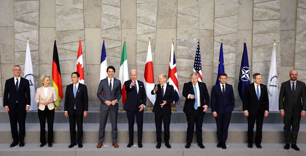 ( From L-R) NATO Secretary General Jens Stoltenberg, President of the European Commission Ursula von der Leyen, Fumio Kishida Japan