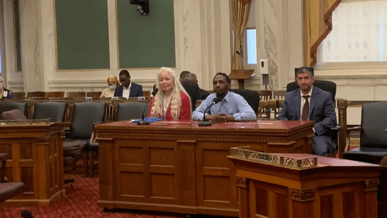 From left: CPOC Commissioners Rosaura Torres Thomas and Hassan Bennett, and outgoing interim Executive Director Anthony Erace