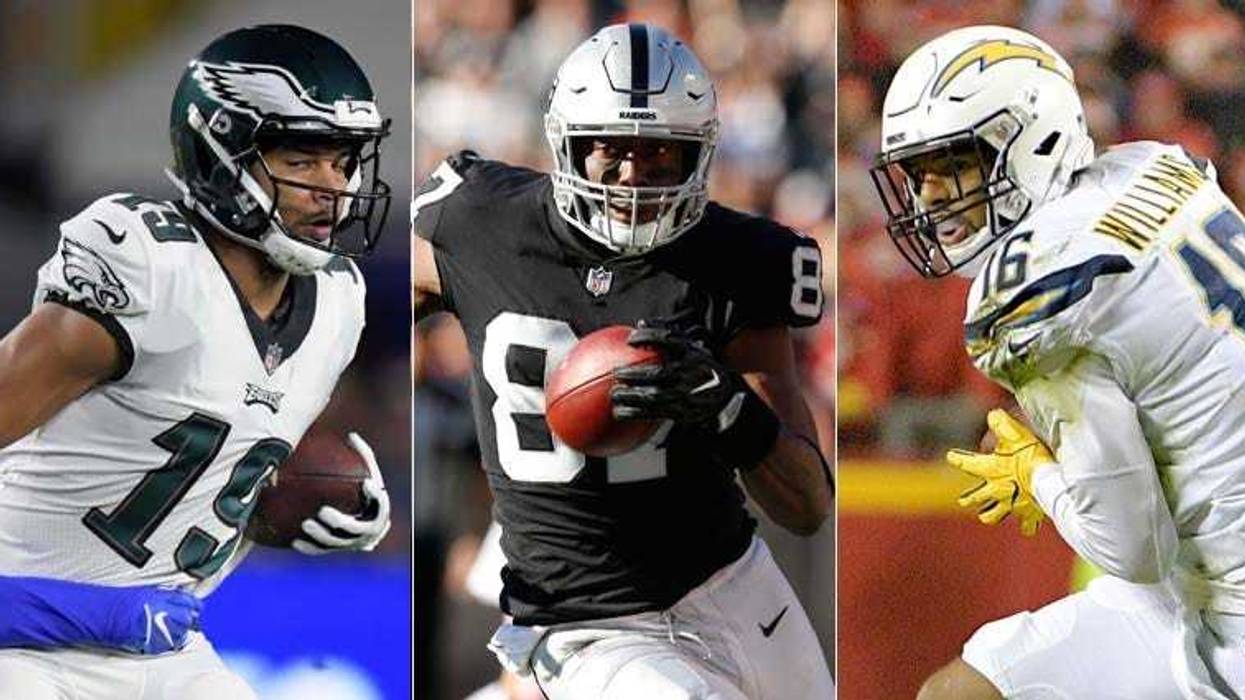 From left, Golden Tate, Jared Cook and Tyrell Williams