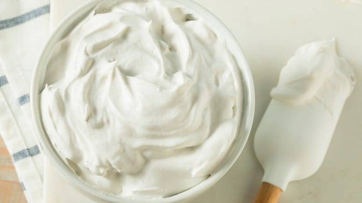 Frosting, Bowl, Whipped Cream, Spoon, Rubber Spatula