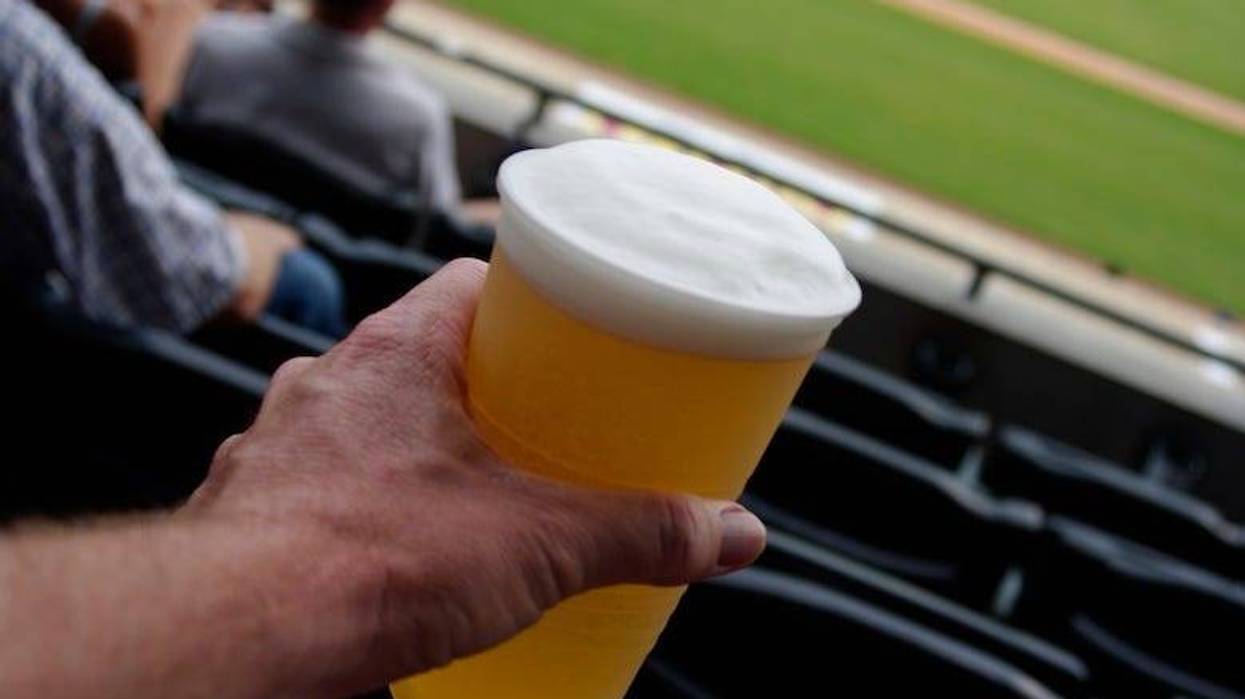 Frosty beer at a baseball game
