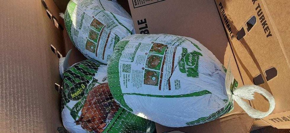 Frozen turkeys from Union Gospel Mission