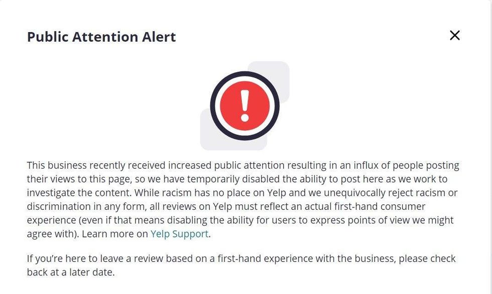 Frozen Yelp page as of Tuesday, Aug. 24, 2021, for Swan Oyster Depot in San Francisco.