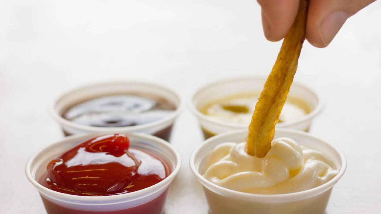 Fry Dipping Into Mayonnaise